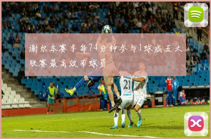 谢尔本赛季每74分钟参与1球成五大联赛最高效率球员